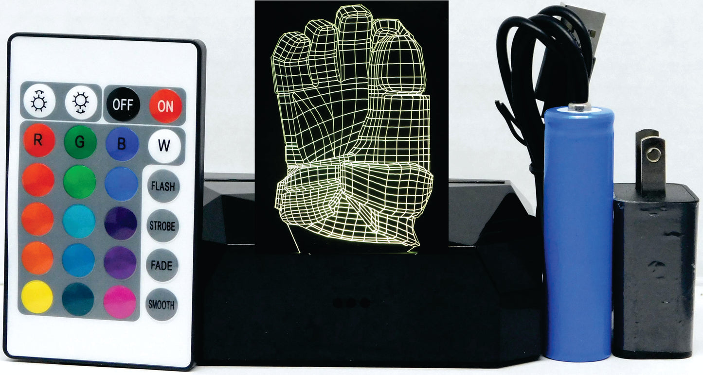 Hockey Glove 3-D Optical Illusion Multicolored Light