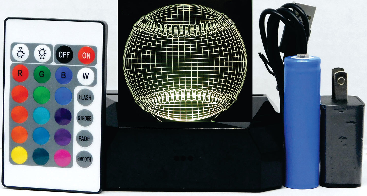 Baseball 3-D Optical Illusion Multicolored Light