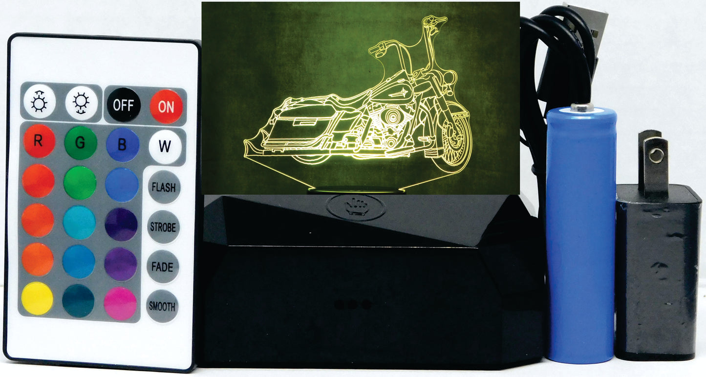 Harley Road King Custom 3-D Optical Illusion Multicolored LED Lamp