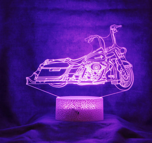 Harley Road King Custom 3-D Optical Illusion Multicolored LED Lamp