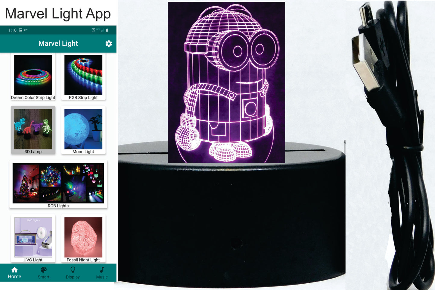 Minion 3-D Optical Illusion LED Multicolor Lamp