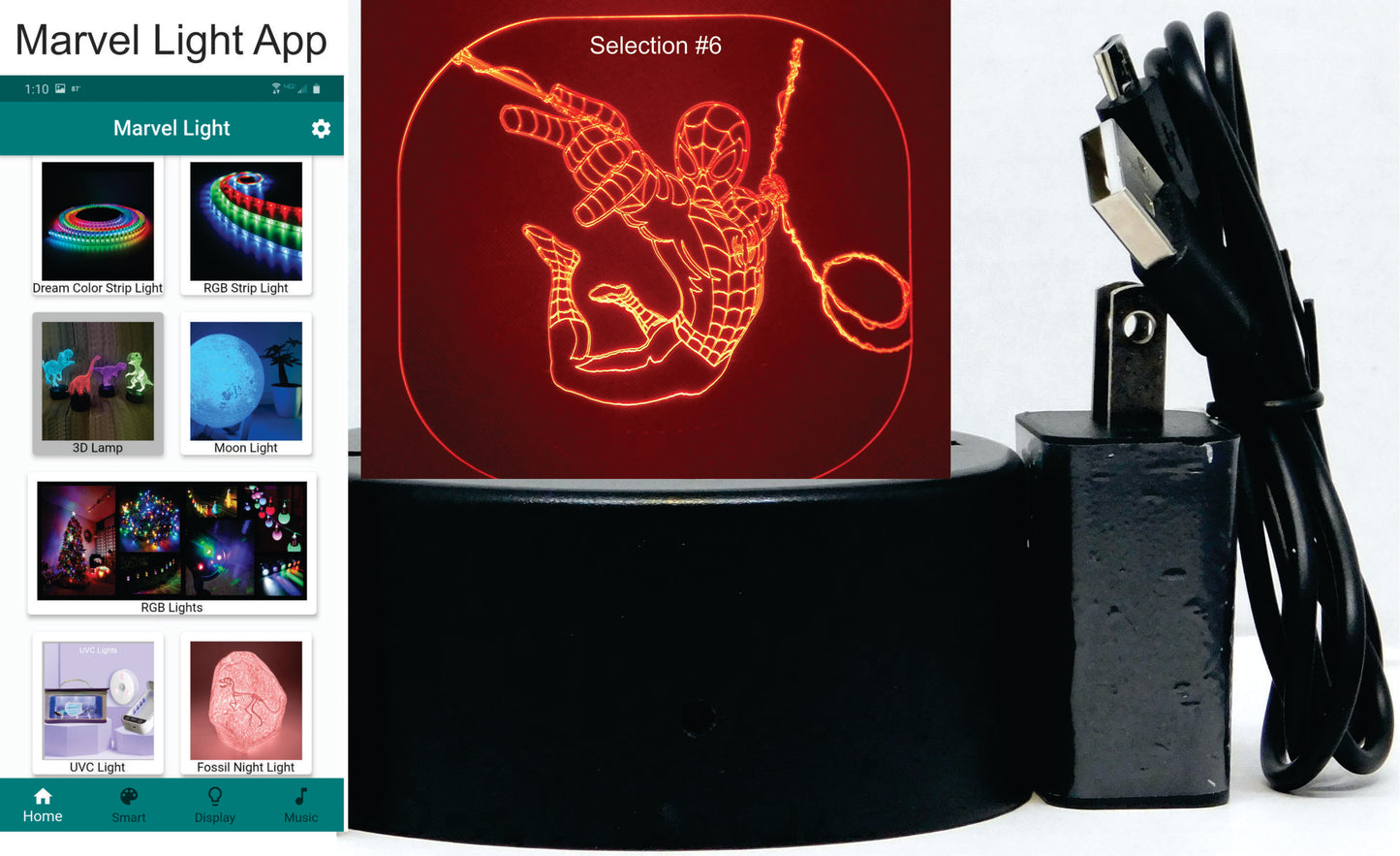 Spiderman Selection 3-D Optical Illusion Multicolored Lamp