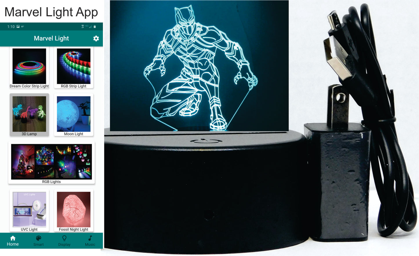 Black Panther 3-D Optical Illusion Multicolored Light