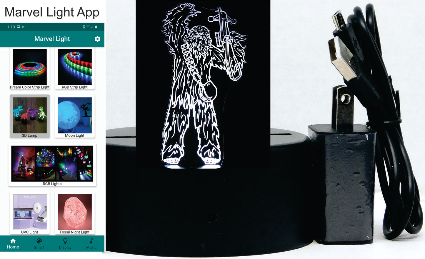 Chewbacca 3-D Optical Illusion LED Multicolor Lamp