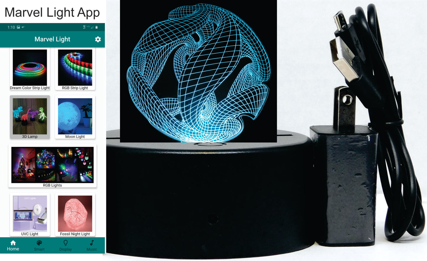 Twisted Ball 3-D Optical Illusion Multicolored Lamp