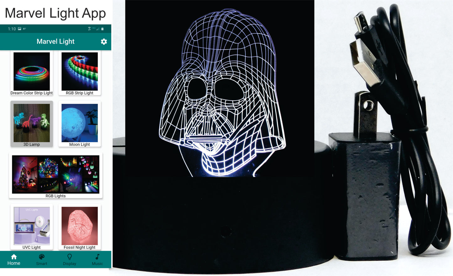 Darth Vader 3-D Optical Illusion Multicolored Light