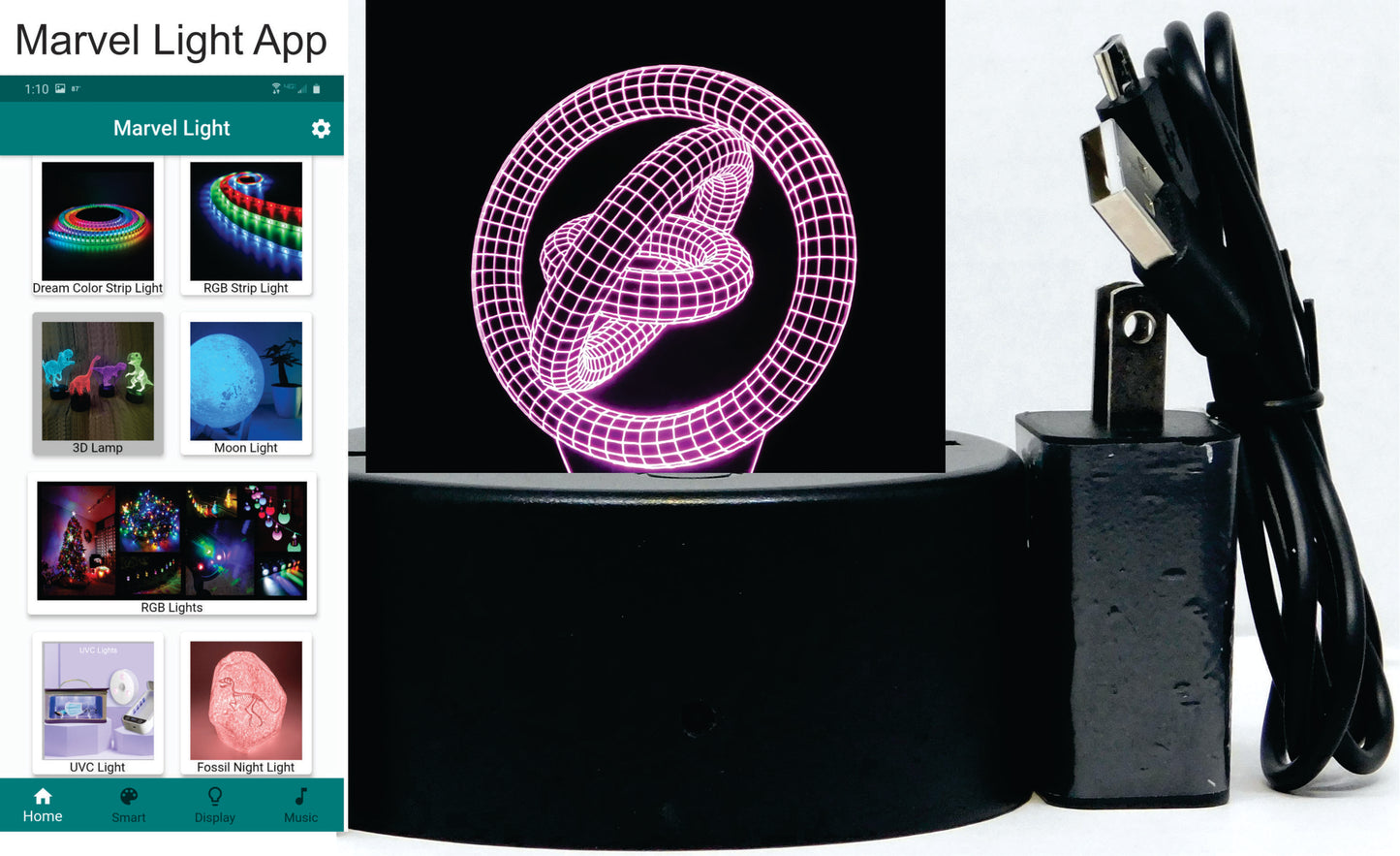 Gyroscope 3-D Optical Illusion Multicolored Light