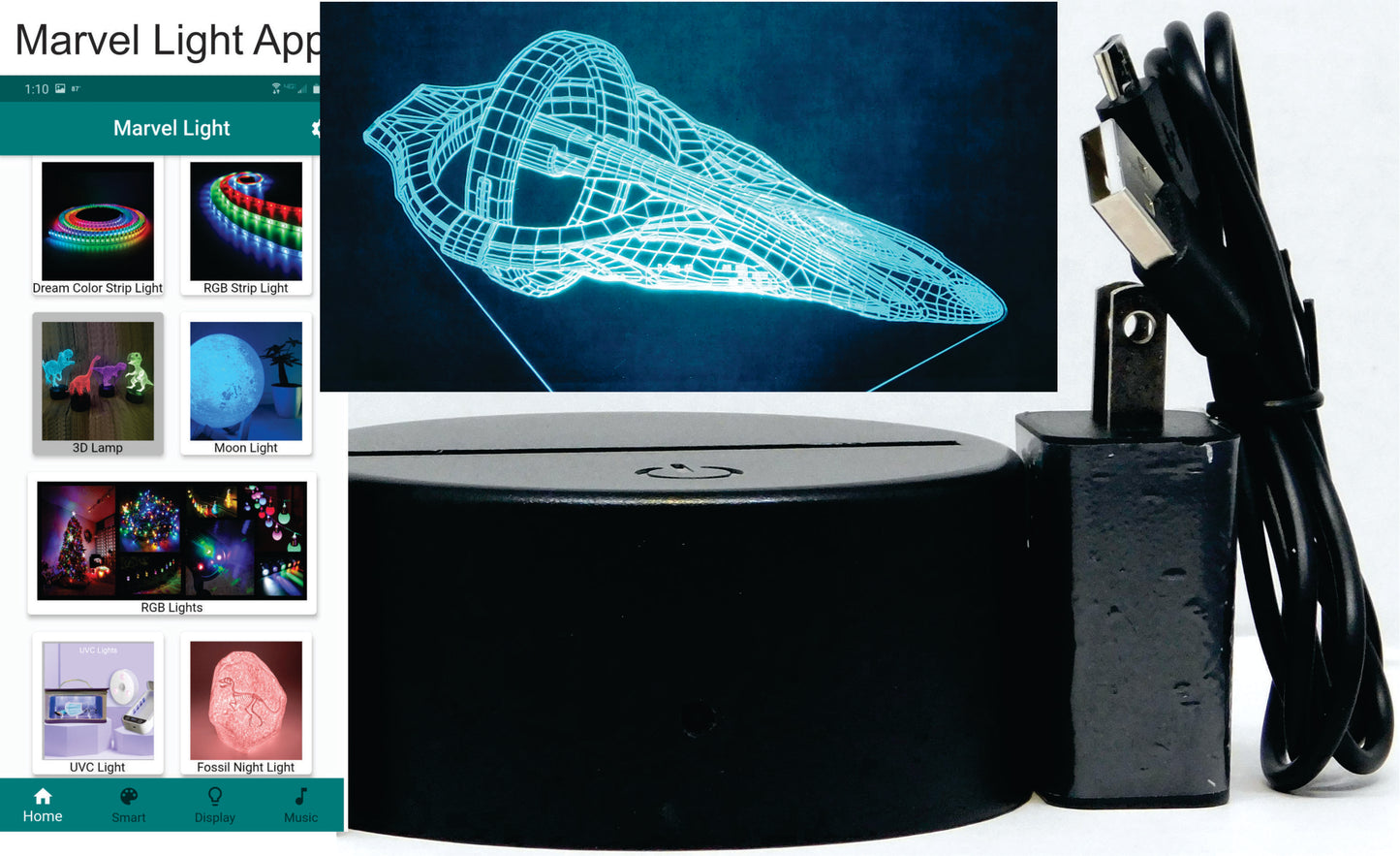 Star Trek D'Kyr Class 3-D Optical Illusion Multicolored Lamp