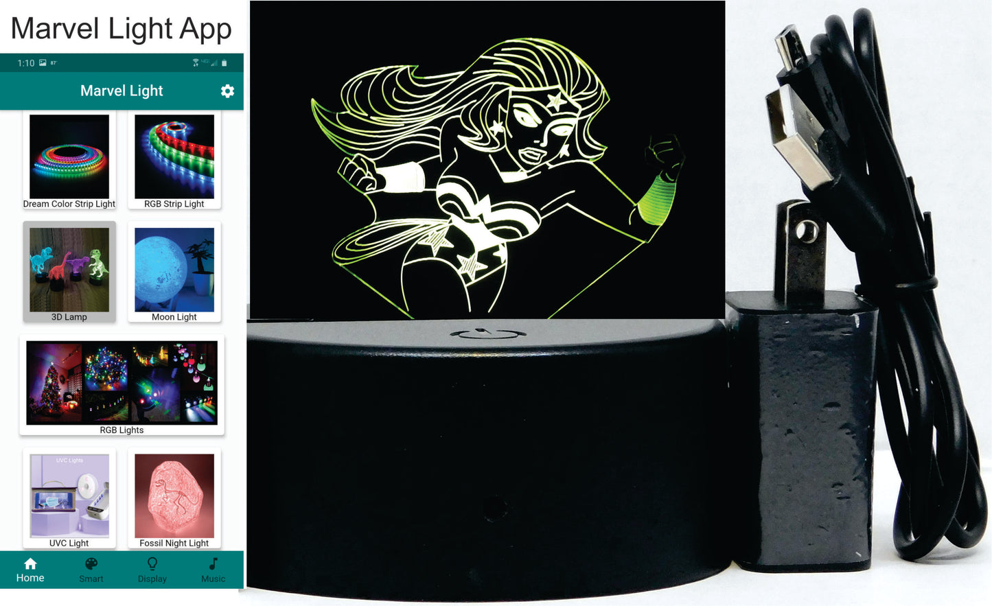 Wonder Woman LED Desk, Table, Night Lamp