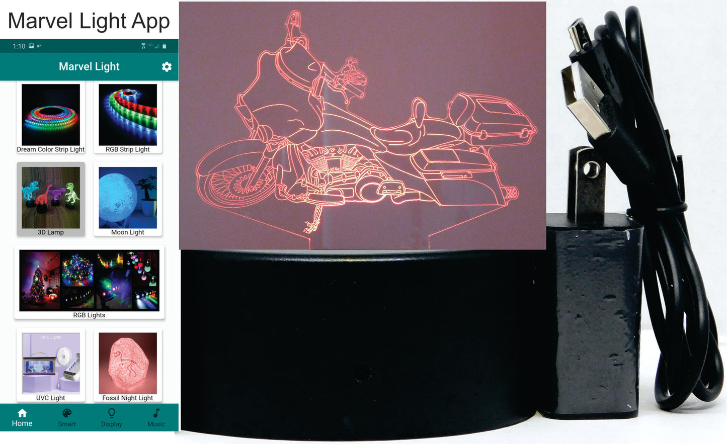 H-D Screaming Eagle Custom 3-D Optical Illusion Multicolored LED Lamp