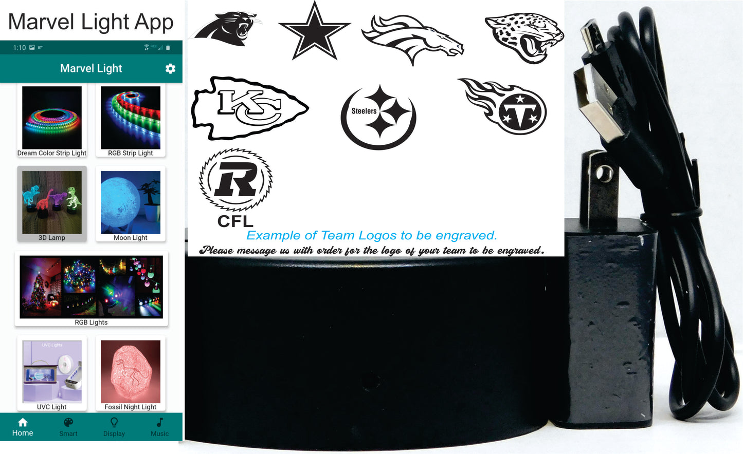 Pro League Football Helmet 3-D Optical Illusion Multicolored LED Lamp