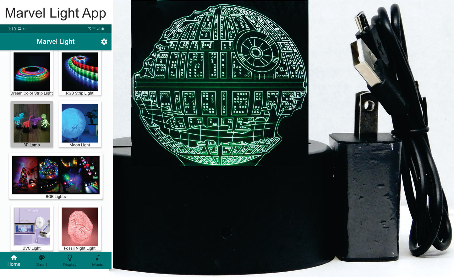 Death Star Destroyed 3-D Optical Illusion Multicolored Light