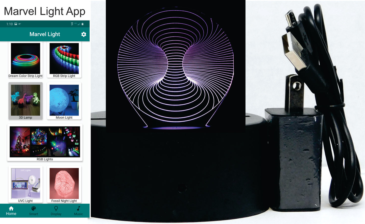 Double Hole 3-D Optical Illusion Multicolored Light