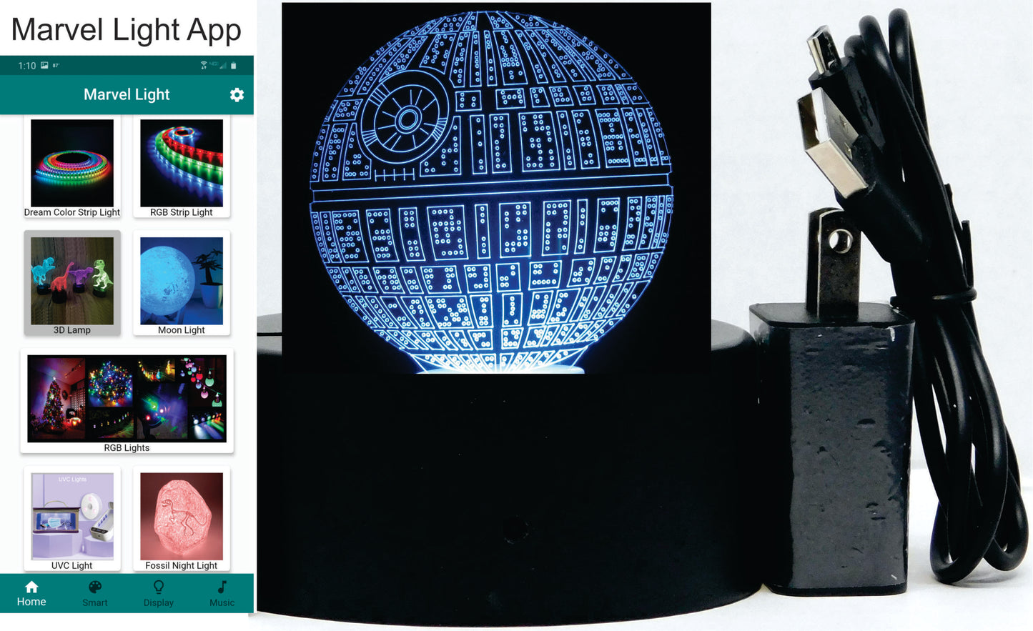 Death Star 3-D Optical Illusion LED Desk, Table, Night Lamp