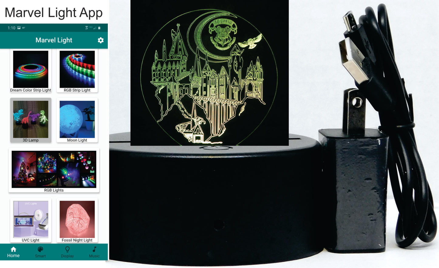 Hogwart Legacy Display 3-D Optical Illusion Multicolored Light