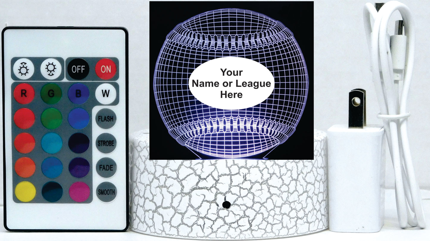 Baseball 3-D Optical Illusion Multicolored Light