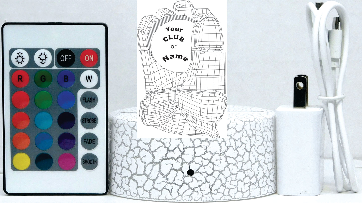 Hockey Glove 3-D Optical Illusion Multicolored Light