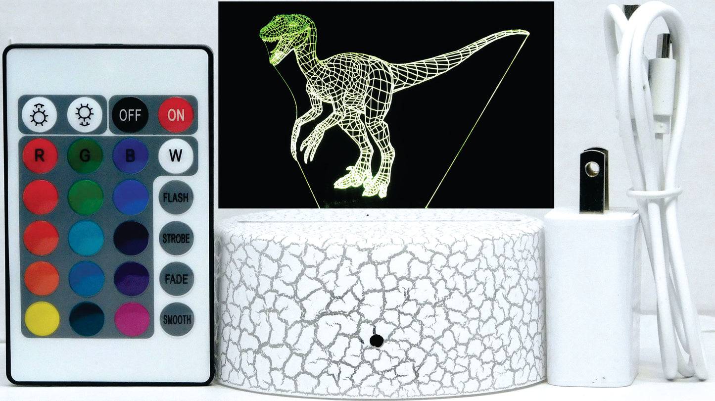 Dinosaurs 3-D Optical Illusion LED Desk, Table, Night Lamp