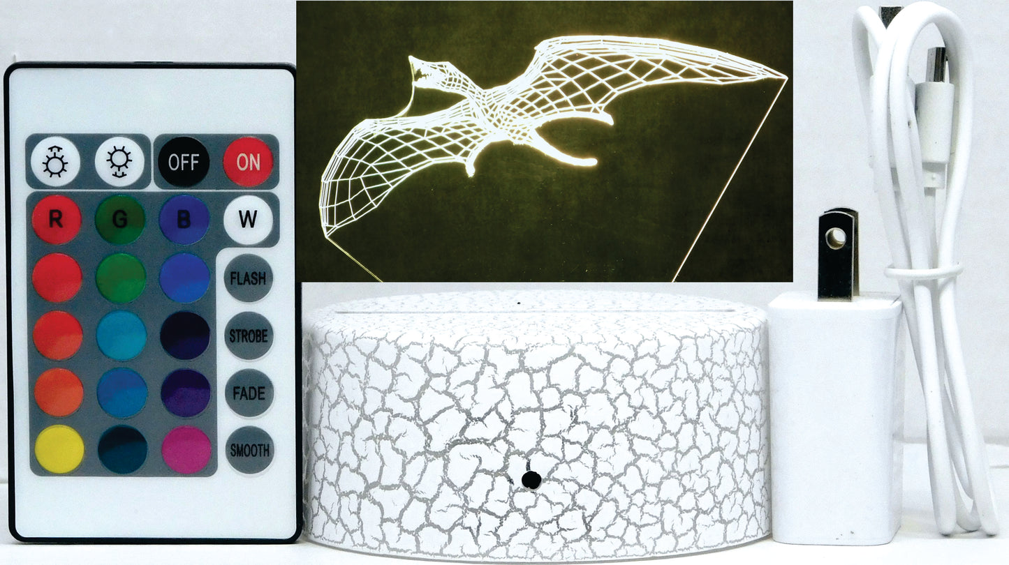 Dinosaurs 3-D Optical Illusion LED Desk, Table, Night Lamp