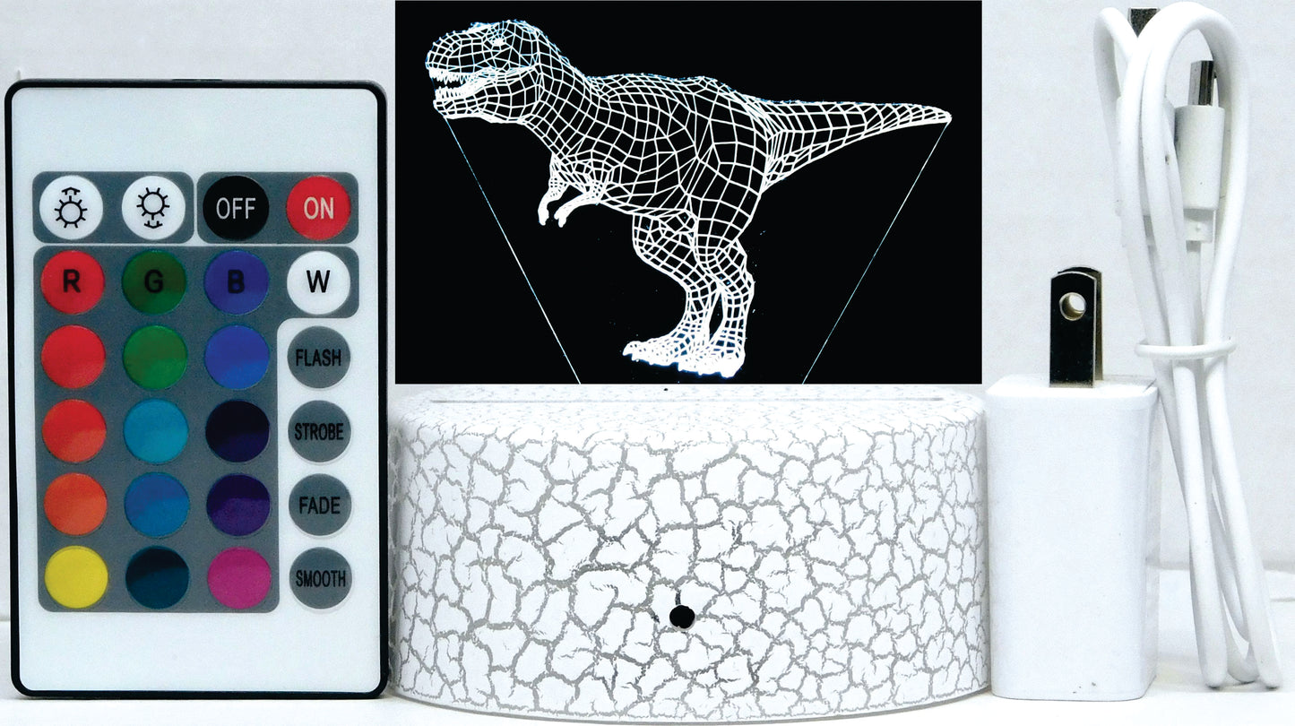 Dinosaurs 3-D Optical Illusion LED Desk, Table, Night Lamp