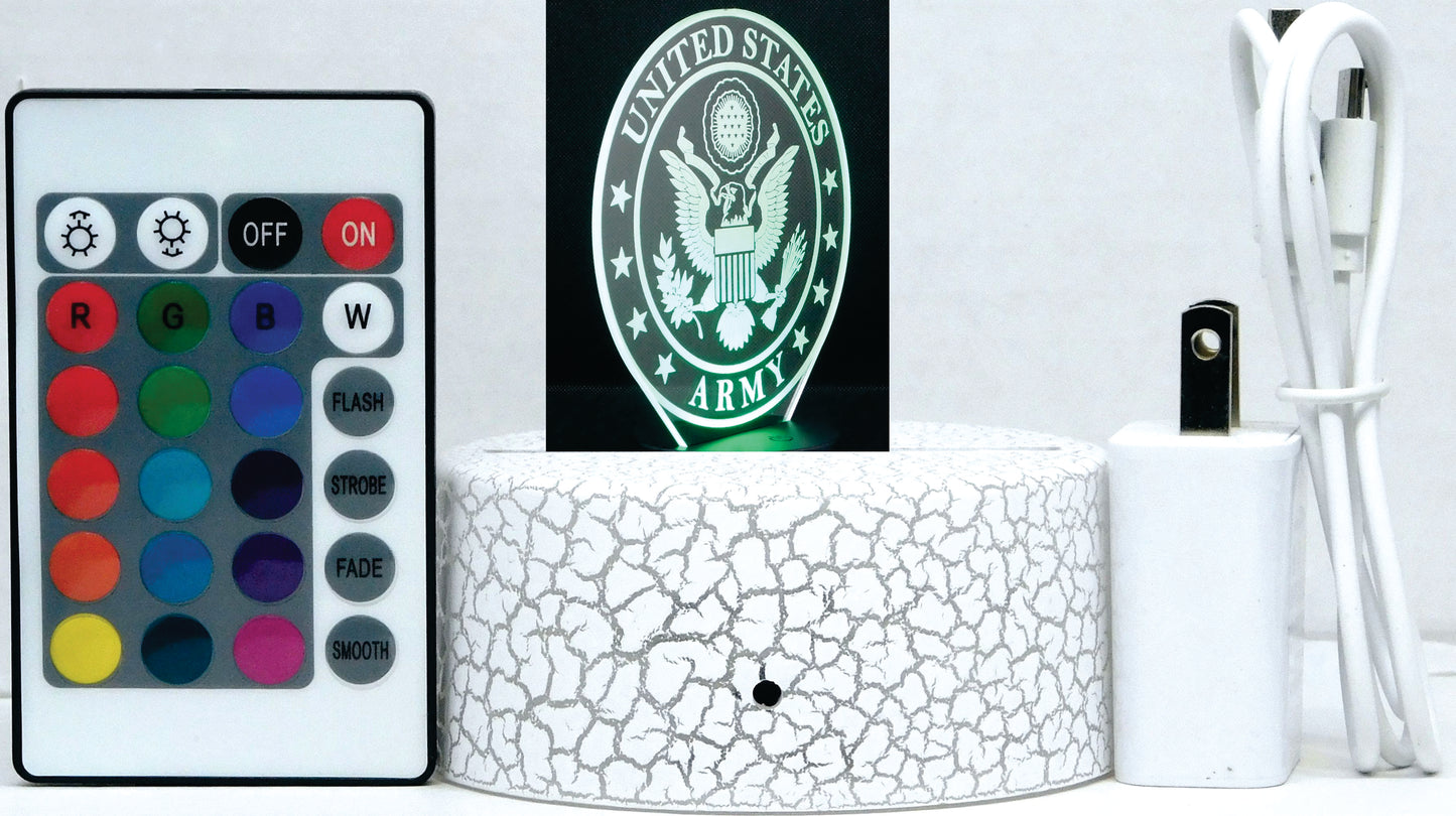 Army Logo 3-D Optical Illusion Multicolored Light