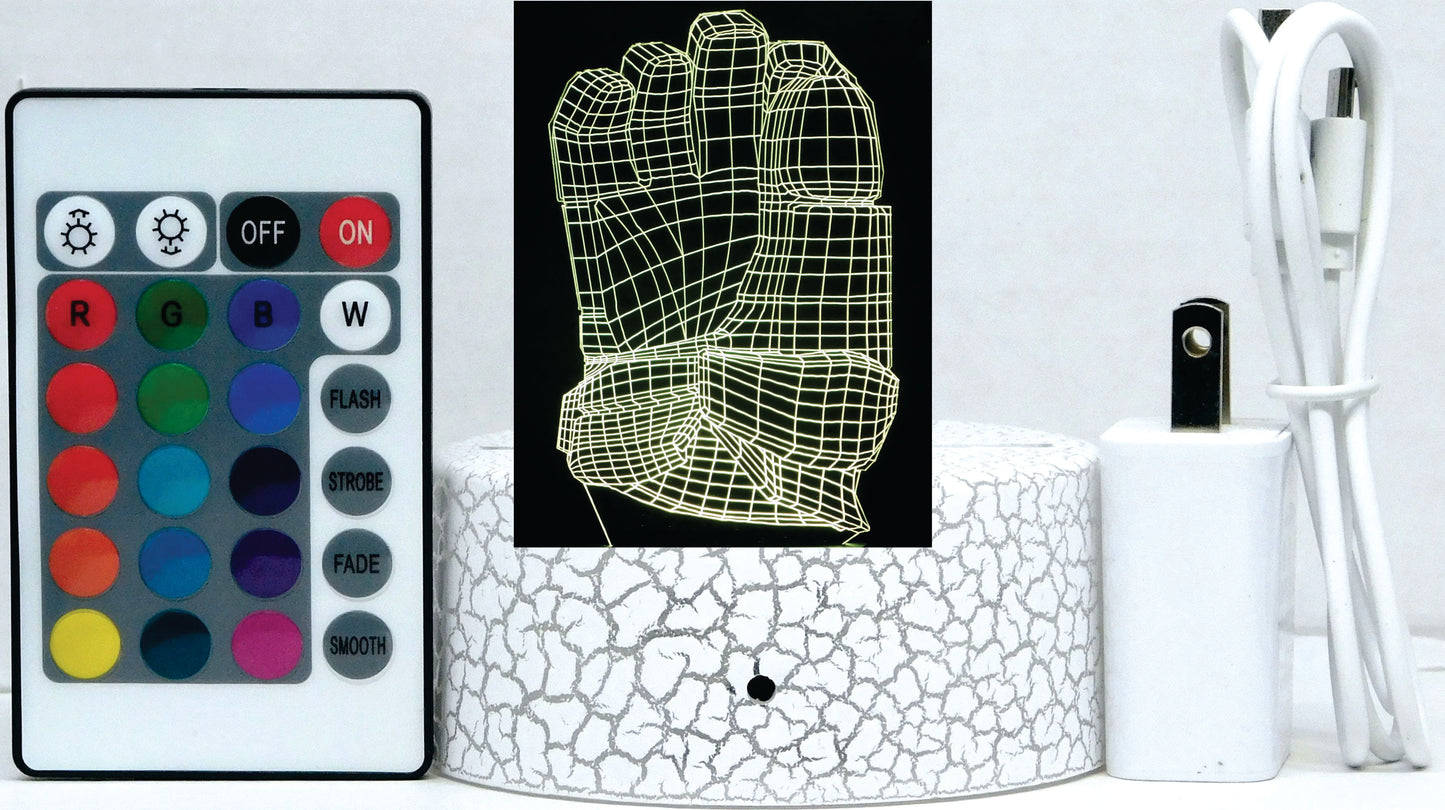 Hockey Glove 3-D Optical Illusion Multicolored Light