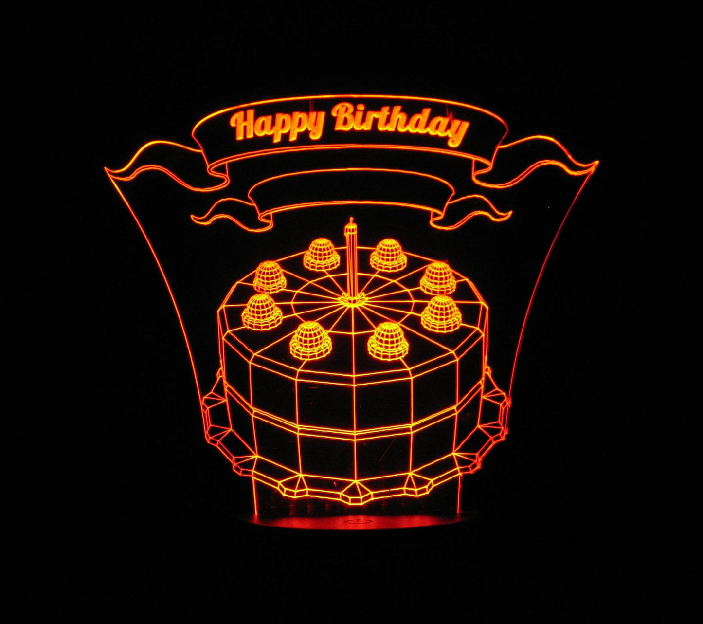 Birthday Cake 3-D Optical Illusion LED Desk, Table, Night Lamp