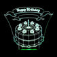 Birthday Cake 3-D Optical Illusion LED Desk, Table, Night Lamp