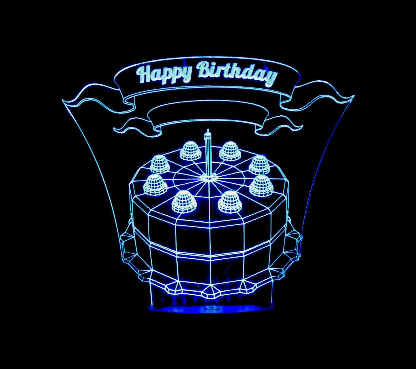Birthday Cake 3-D Optical Illusion LED Desk, Table, Night Lamp