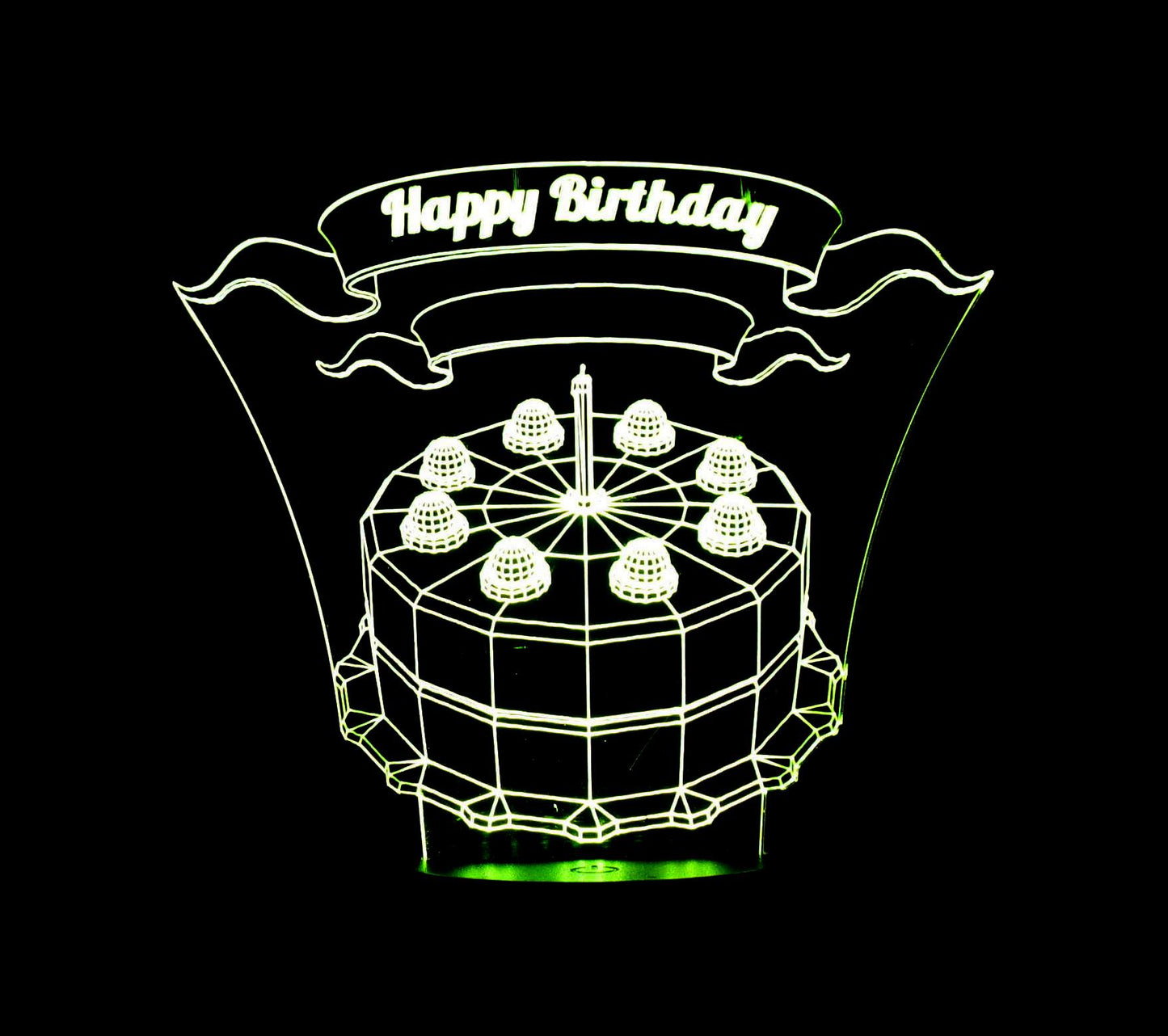 Birthday Cake 3-D Optical Illusion LED Desk, Table, Night Lamp