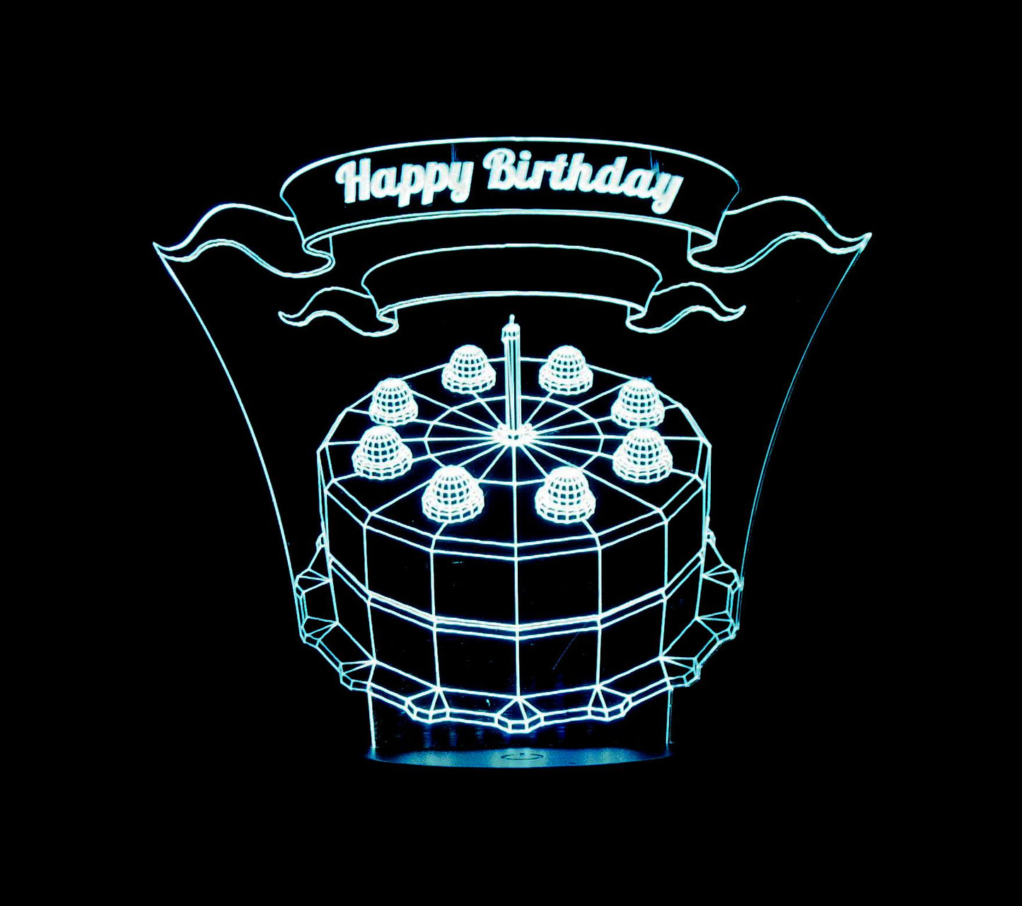 Birthday Cake 3-D Optical Illusion LED Desk, Table, Night Lamp