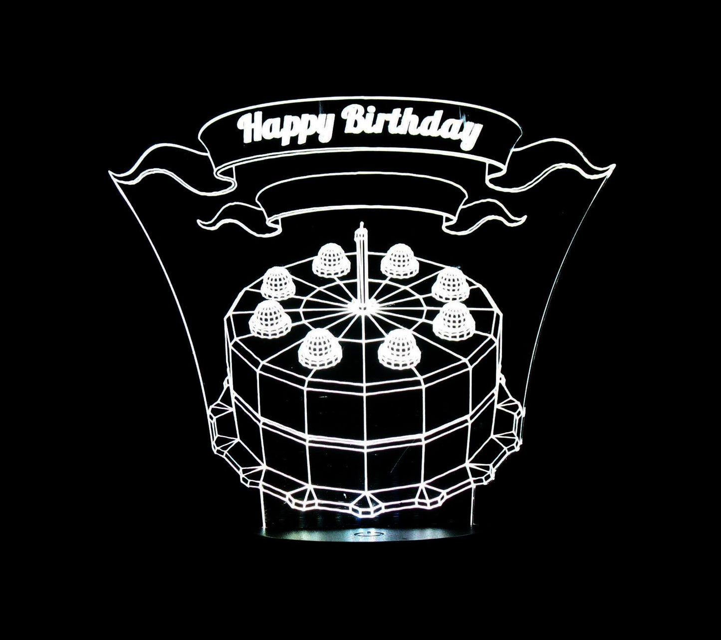 Birthday Cake 3-D Optical Illusion LED Desk, Table, Night Lamp