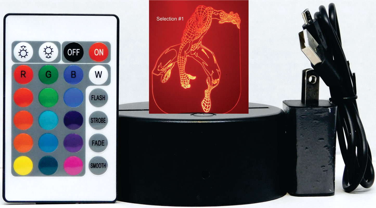 Spiderman Selection 3-D Optical Illusion Multicolored Lamp