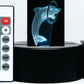 Dolphin with Ring or Ball 3-D Optical Illusion Multicolored Light