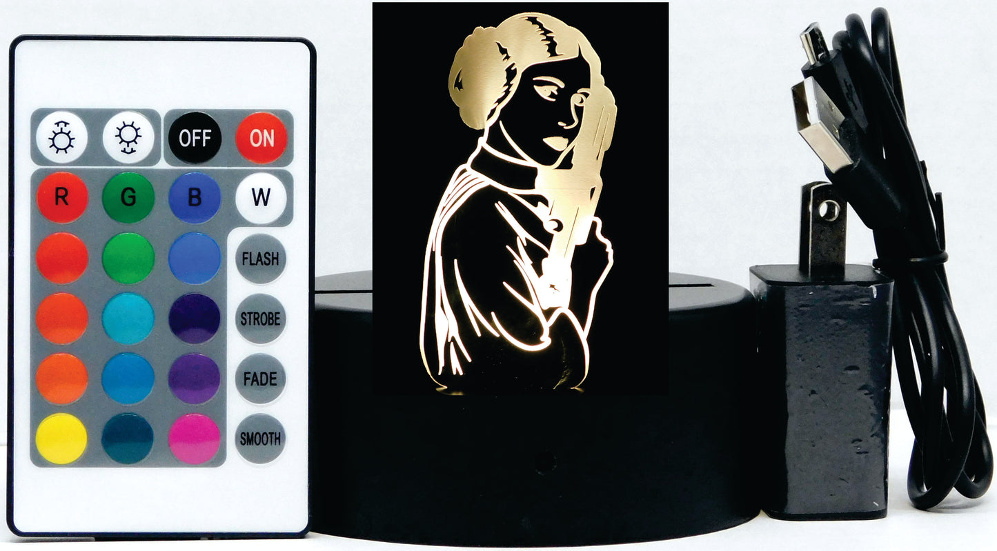Princess Leia 3-D Optical Illusion LED Desk, Table, Night Lamp
