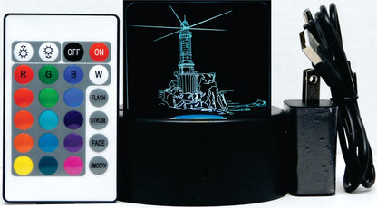 Lighthouse Seashore 3-D Optical Illusion Multicolored LED Lamp