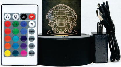 Mushroom 3-D Optical Illusion Multicolored Light