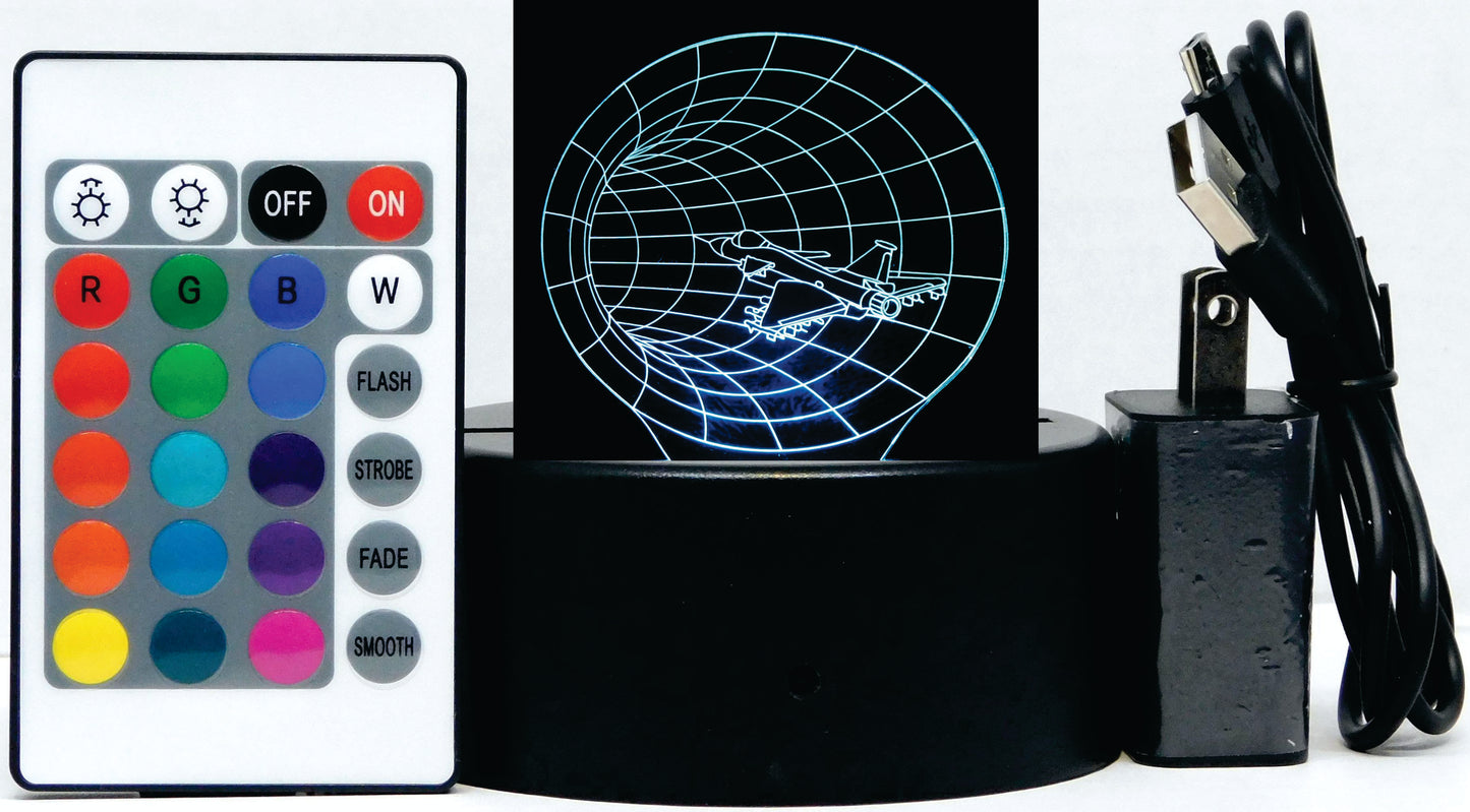 Jet Through Hole 3-D Optical Illusion LED Desk, Table, Night Lamp