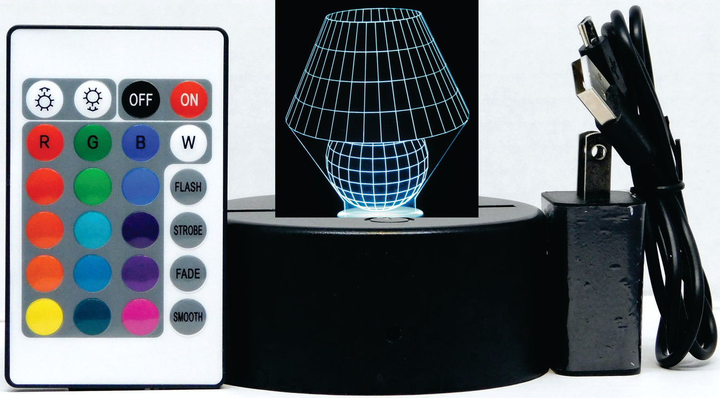 Table Lamp Artwork 3-D Optical Illusion Multicolored Lamp