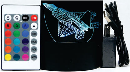 F-22 Raptor Fighter Jet 3-D Optical Illusion Multicolored LED Lamp