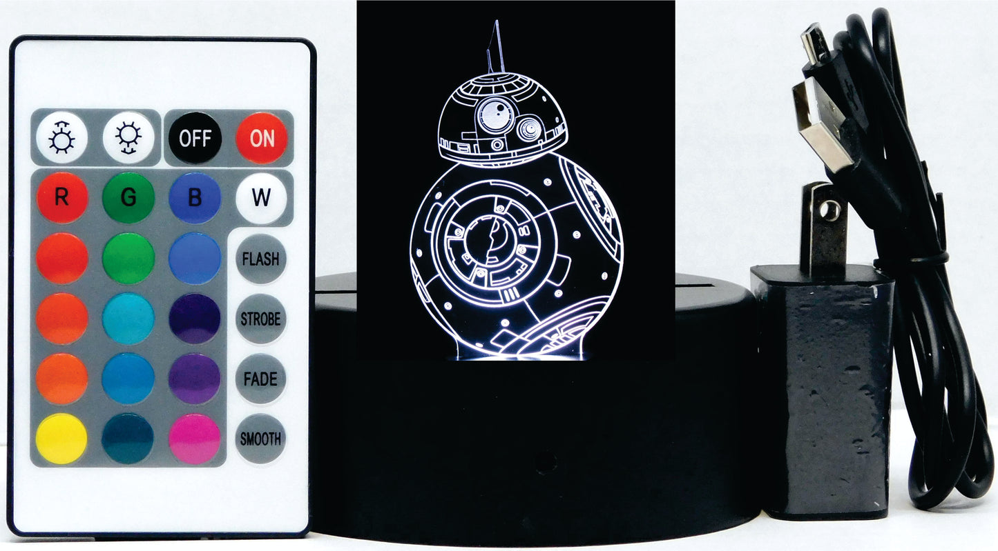 BB8 3-D Optical Illusion LED Multicolored Lamp