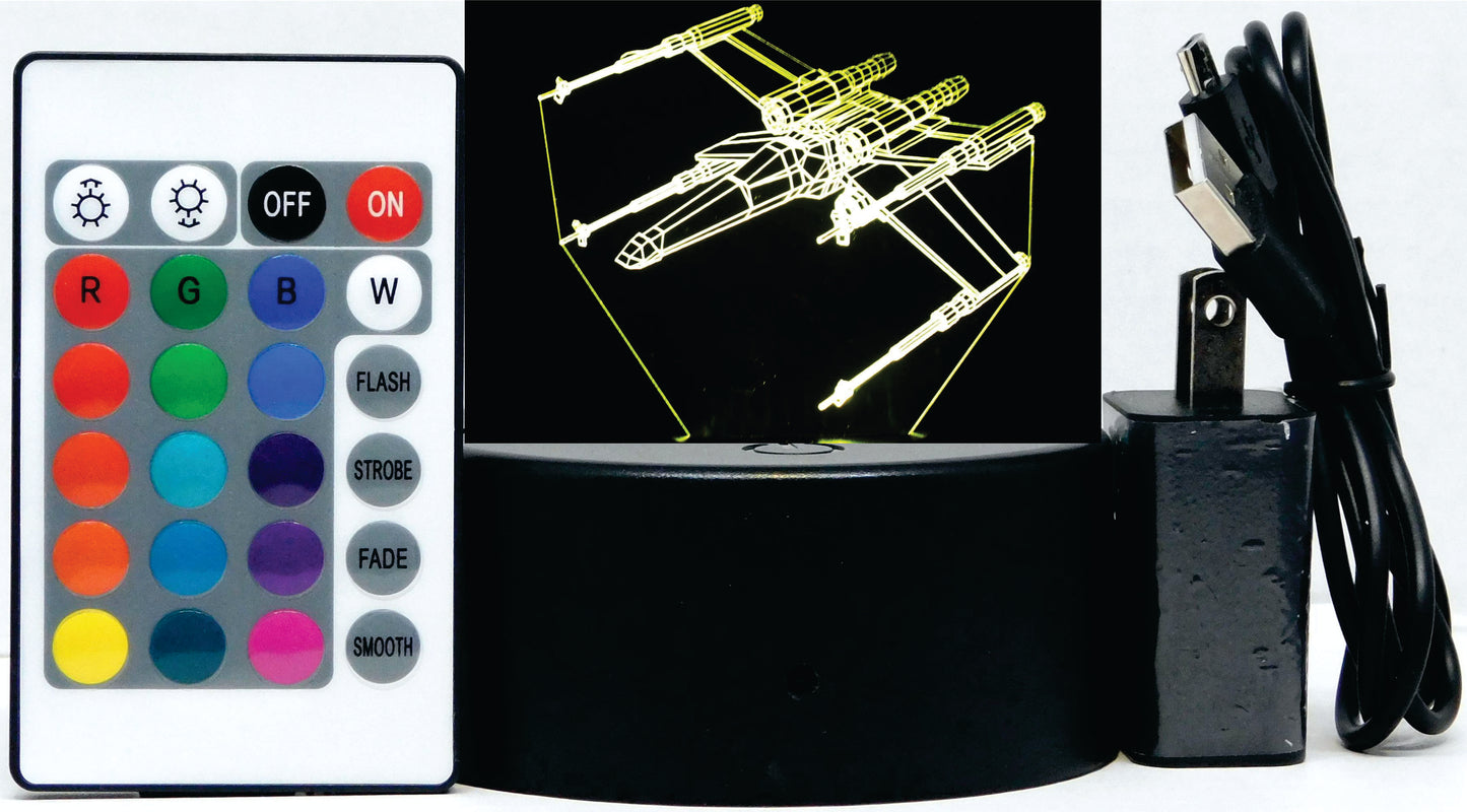 X-Wing Fighter 3-D Optical Illusion Multicolored Light