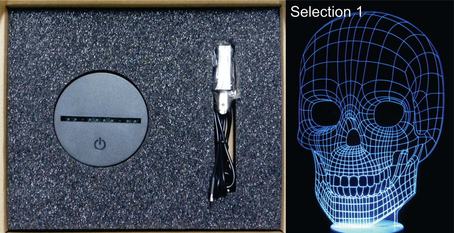 Halloween Image 3-D Optical Illusion Laser Cut with Multicolored LED Light