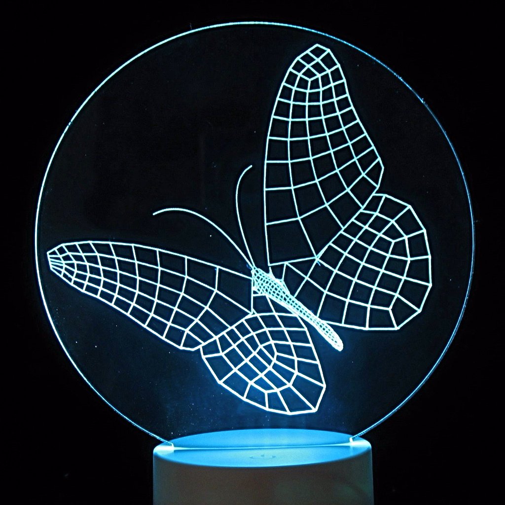 Butterflies 3-D Optical Illusion Multicolored Light