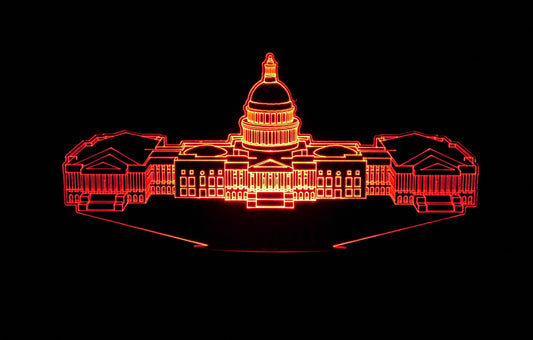 United States Capital, 3-D Optical Illusion Multicolored Lamp