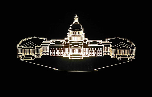 United States Capital, 3-D Optical Illusion Multicolored Lamp