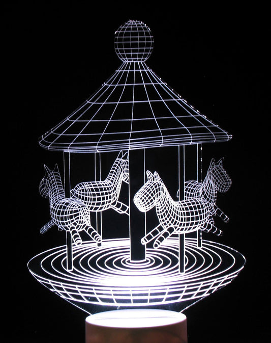 Carousel 3-D Optical Illusion Multicolored Light