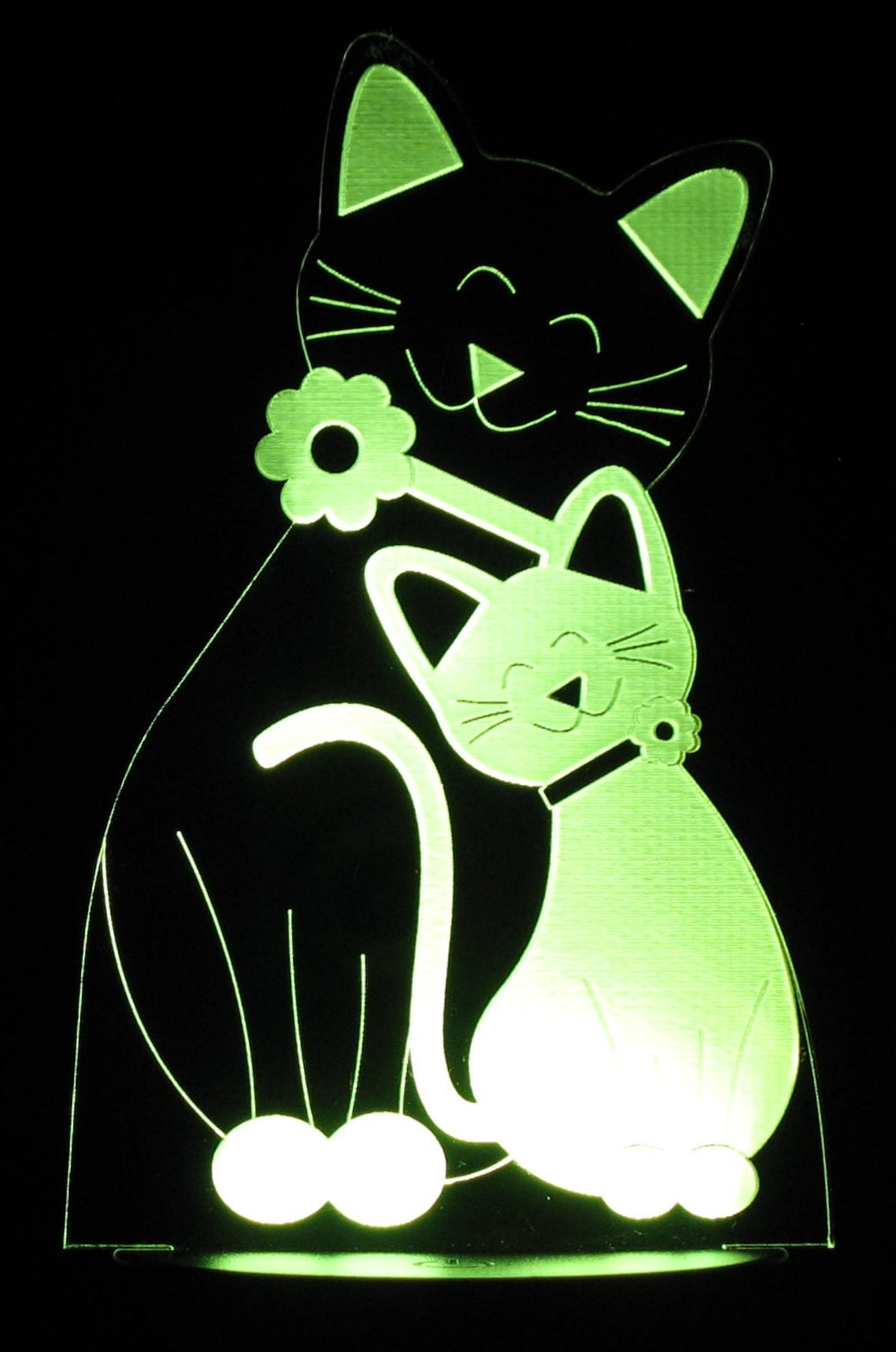 Cat & Kitten 3-D Optical Illusion Multicolored Light