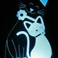 Cat & Kitten 3-D Optical Illusion Multicolored Light
