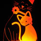 Cat & Kitten 3-D Optical Illusion Multicolored Light